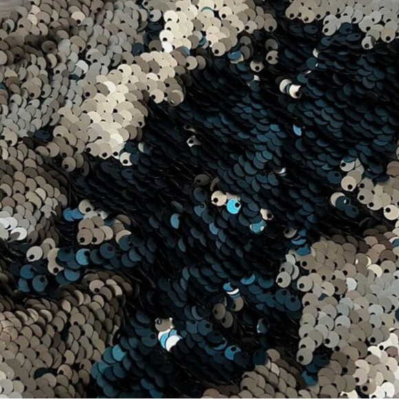 Zara Changing Sequin Sleeve Parka Olive Green Utility Jacket Shiny Sparkly - Picture 16 of 16